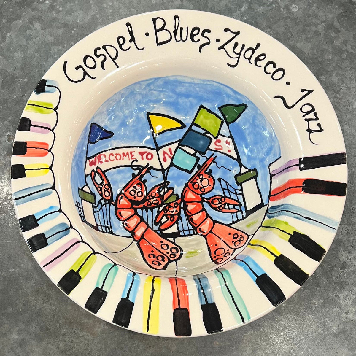Jan Salzer Art Jan Salzer Jazz Fest Round Bowl - Little Miss Muffin Children & Home