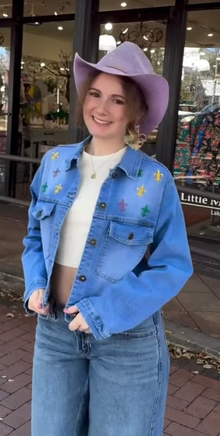 P&A Gift Mardi Gras Denim Jacket - Little Miss Muffin Children & Home