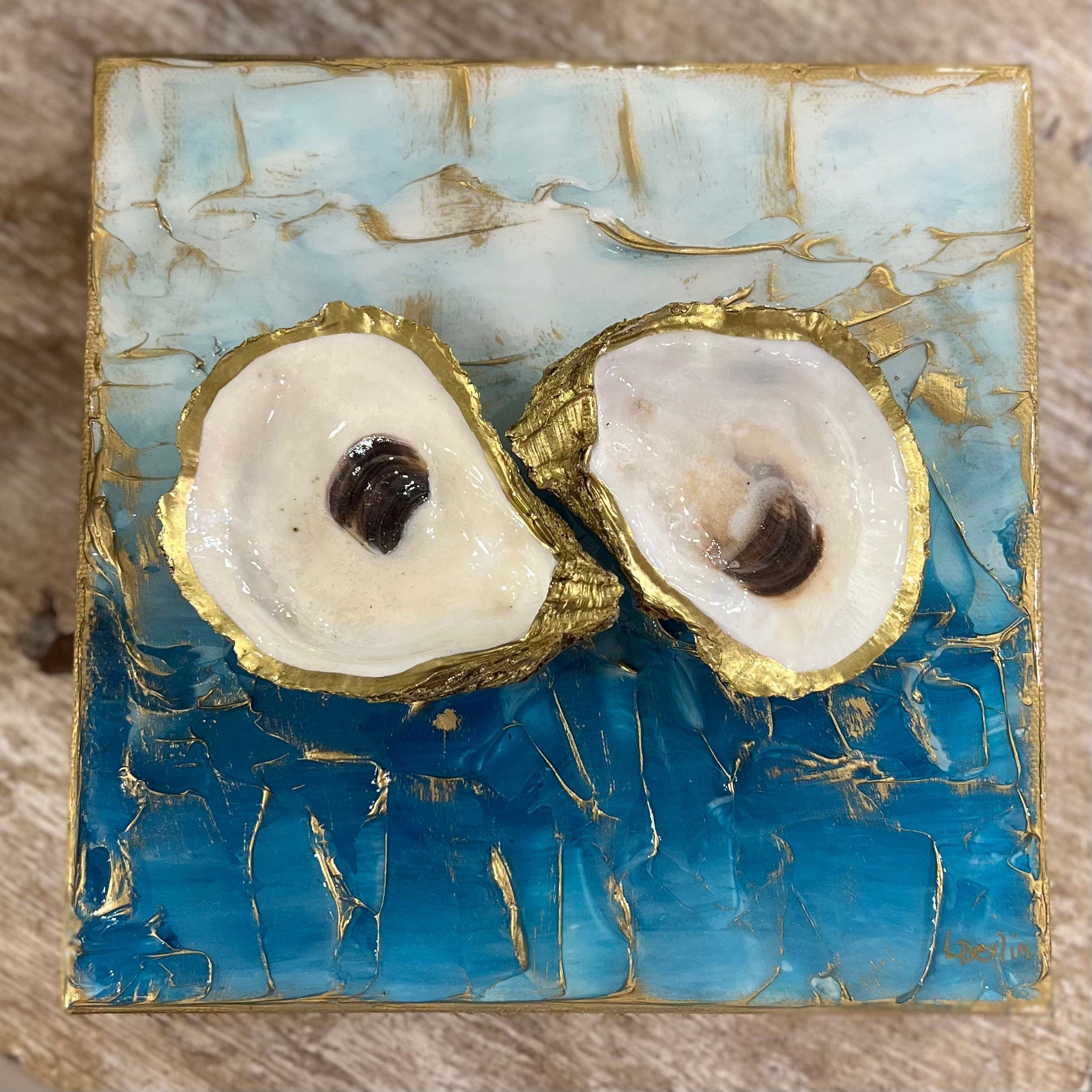 Lisa Devlin Designs Lisa Devlin Designs Oyster Shells with Resin On Canvas - Little Miss Muffin Children & Home