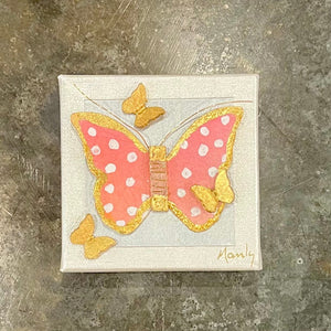 Dana Manly Art Dana Manly Art Gold Multi Butterfly 4X4 - Little Miss Muffin Children & Home