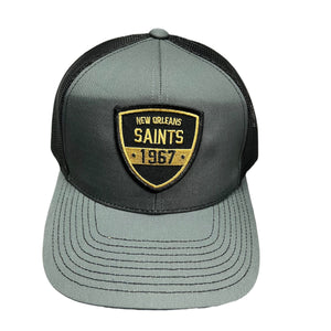 Whereable Art Whereable Art Saints Retro 1967 Shield Charcoal Grey Trucker Cap - Little Miss Muffin Children & Home