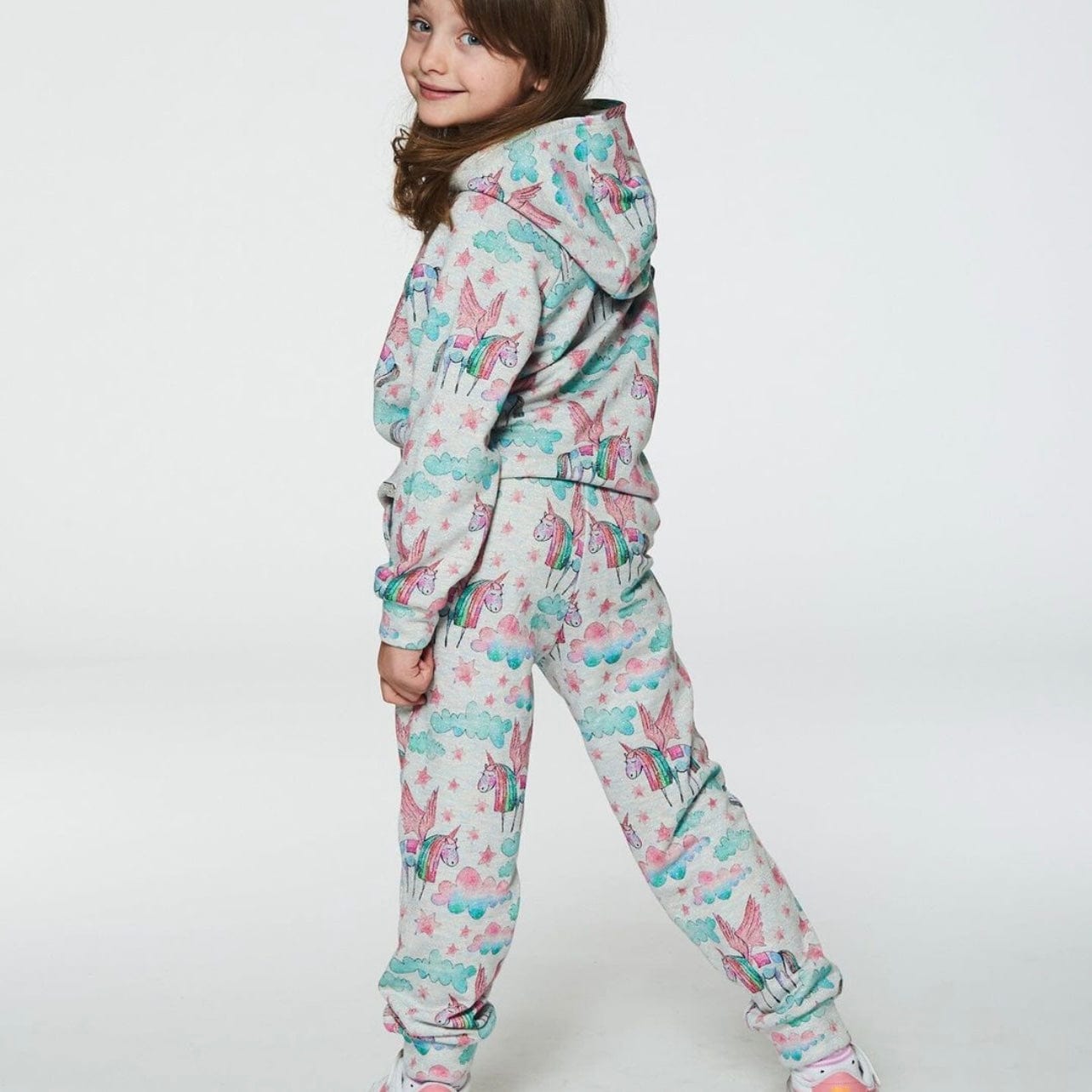 Deux Par Deux Deux Par Deux French Terry Hoodie with Angels and Unicorns - Little Miss Muffin Children & Home