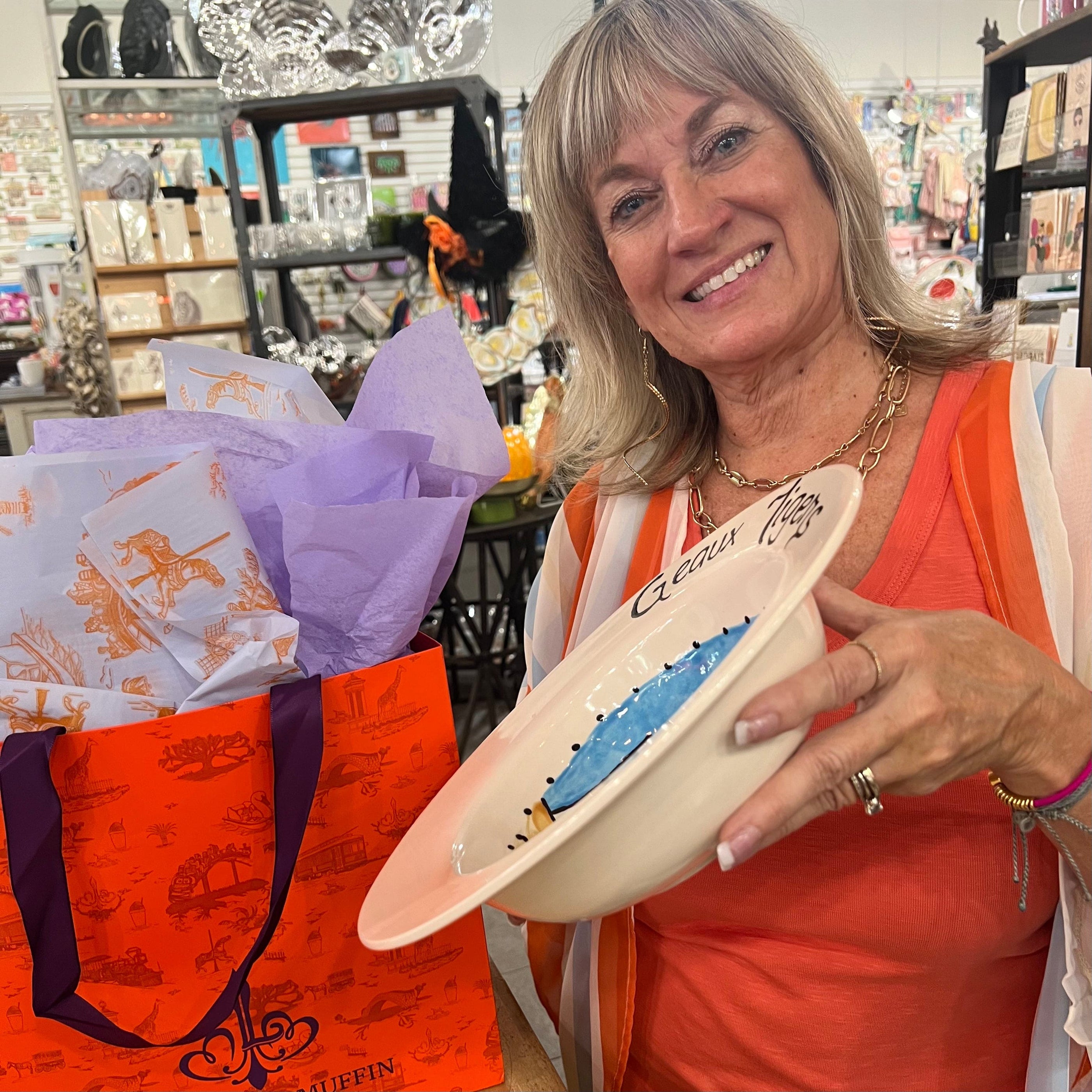 Jan Salzer Art Jan Salzer LSU Round Bowl - Little Miss Muffin Children & Home