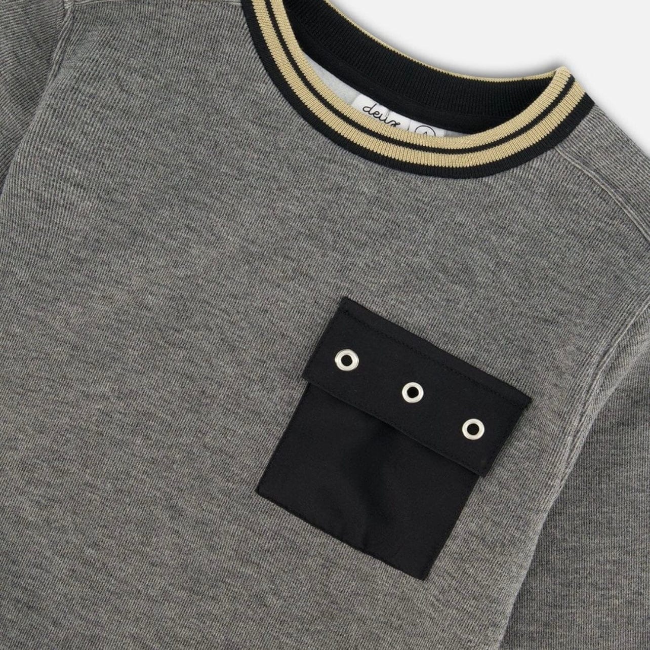 Deux Par Deux Deux Par Black & Gold Rib Sweatshirt - Little Miss Muffin Children & Home
