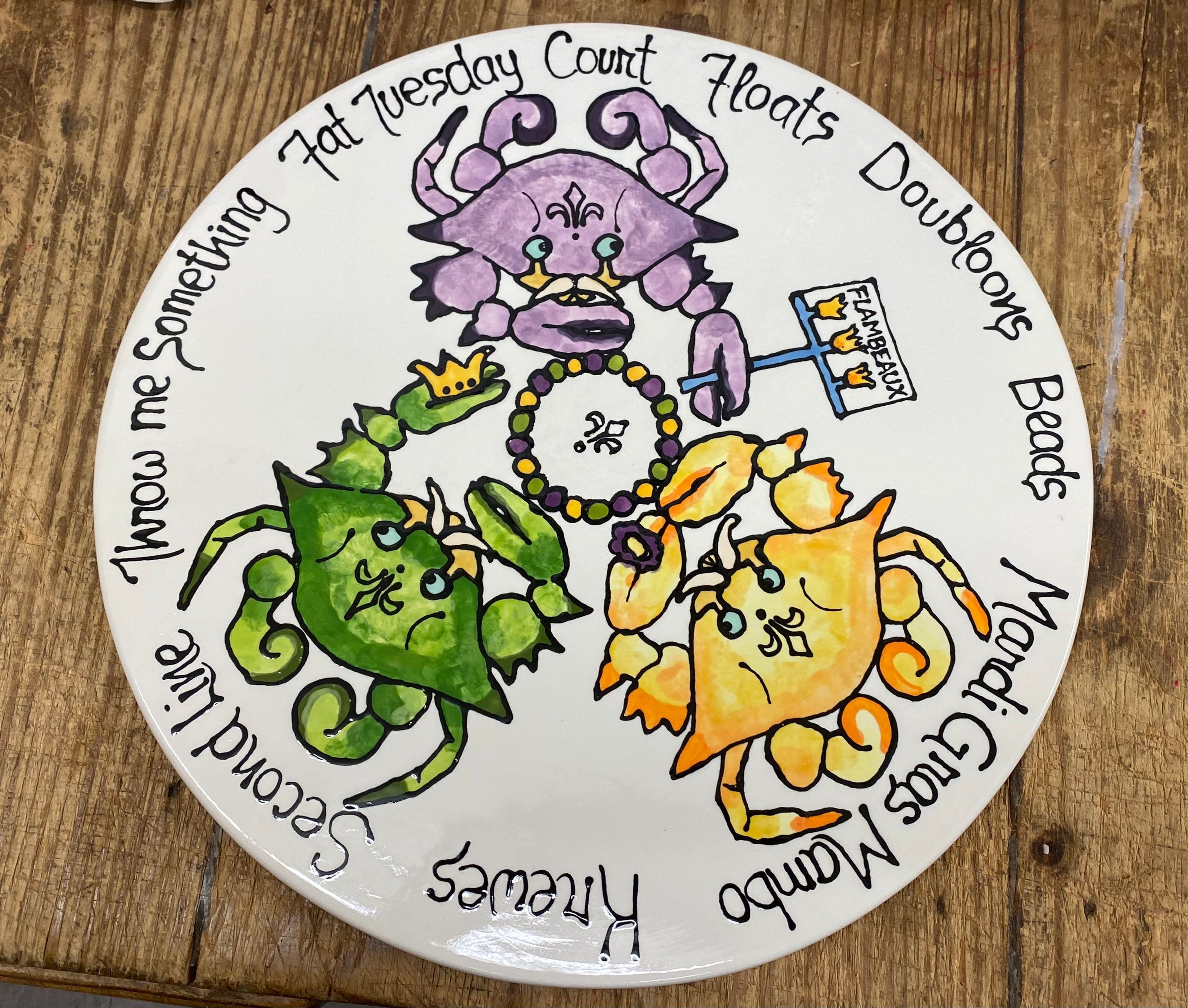 Jan Salzer Art Jan Salzer Mardi Gras Crabs King Cake Platter - Little Miss Muffin Children & Home
