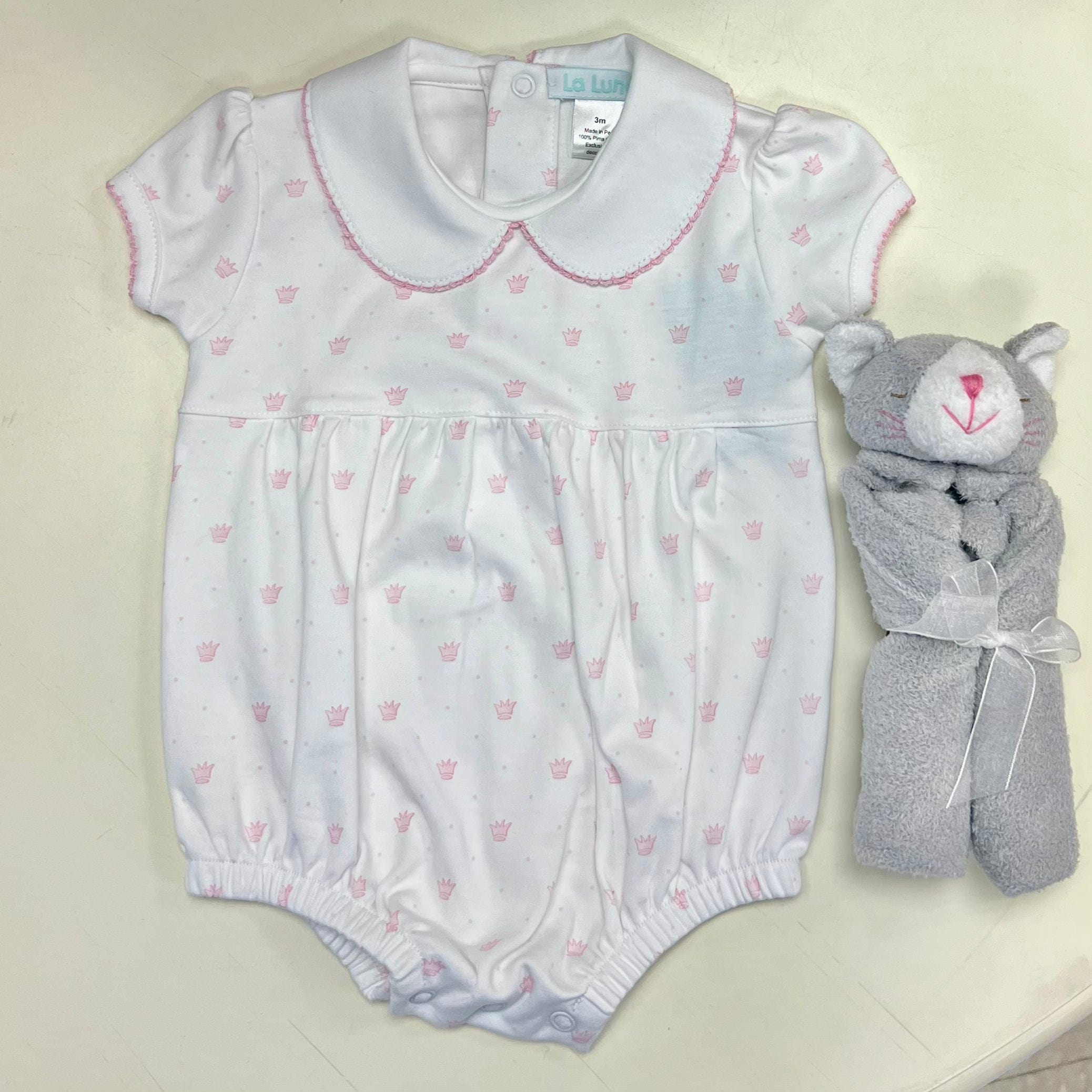 Lulu Bebe Lulu Bebe Pima Pink Crown Bubble - Little Miss Muffin Children & Home