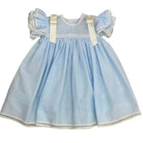 Lulu Bebe Lulu Bebe Caroline Heirloom Blue Dress with Ivory Trim - Little Miss Muffin Children & Home