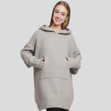 Fashion City Soft Hooded Snuggie Blanket with Pockets, Gray