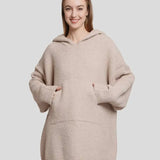 Fashion City Soft Hooded Blanket Snuggie with Pockets, Beige