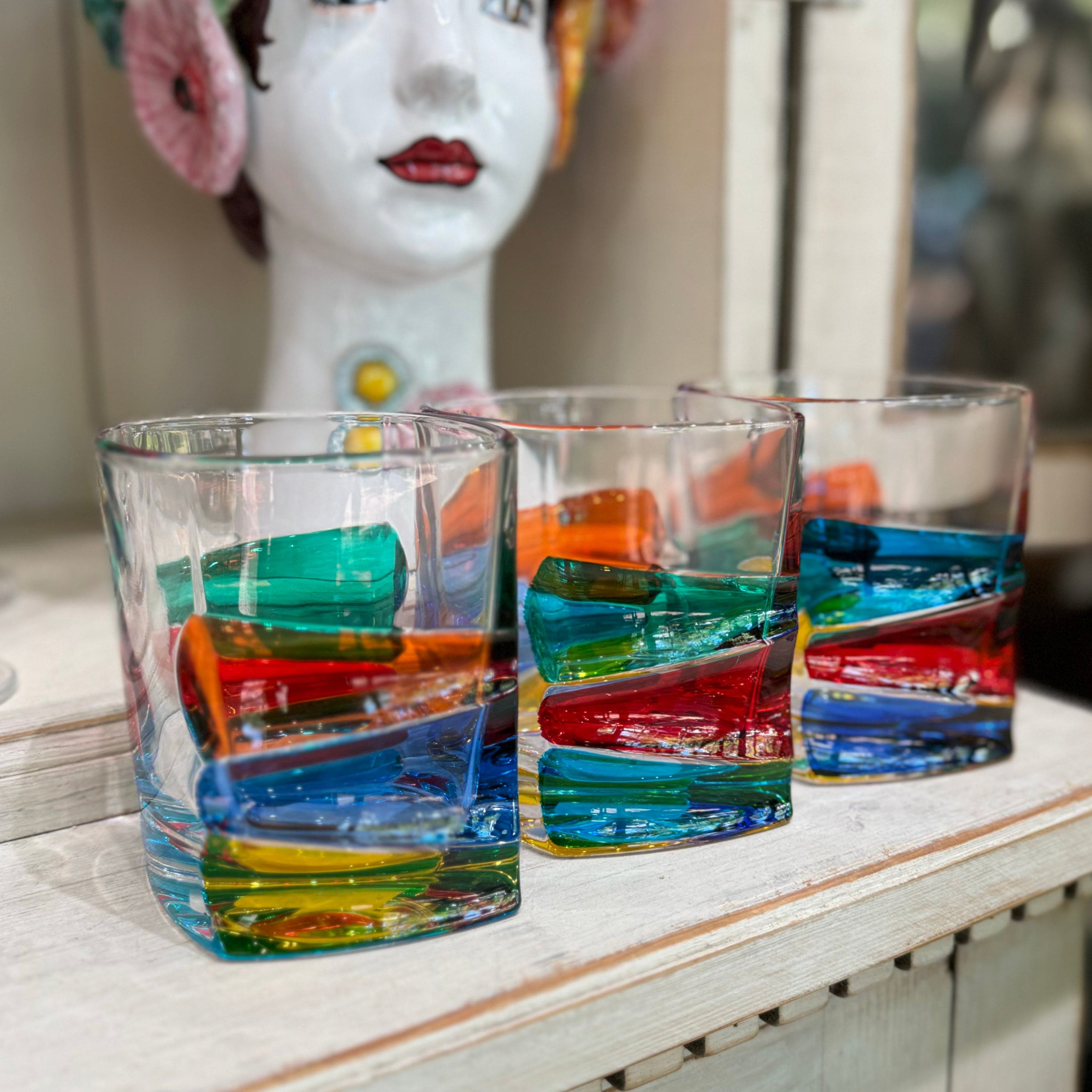 Gage Gage Ibiza Double Old Fashion Whiskey Glass, Primary Colors, Sold Individually - Little Miss Muffin Children & Home