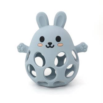 Funny Bunny Silicone Teether, Slate