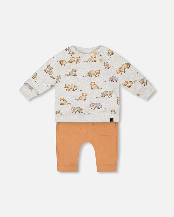 Deux Par Deux Deux Par Deux Printed Raccoon Baby Top & Pants Set - Little Miss Muffin Children & Home
