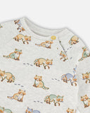 Deux Par Deux Printed Raccoon Baby Top & Pants Set