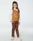 Deux Par Deux Milano Pink & Brown Plaid Treggings