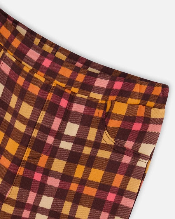 Deux Par Deux Deux Par Deux Milano Pink & Brown Plaid Treggings - Little Miss Muffin Children & Home