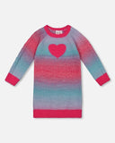 Deux Par Deux Knit Dress, Multicolor Stripe with Heart