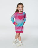 Deux Par Deux Knit Dress, Multicolor Stripe with Heart