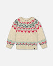 Deux Par Deux Deux Par Deux Sweater With Norvegian Jacquard, Off White - Little Miss Muffin Children & Home