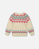 Deux Par Deux Sweater With Norvegian Jacquard, Off White