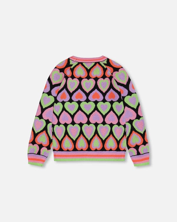 Deux Par Deux Deux Par Deux Jacquard Hearts Sweater - Little Miss Muffin Children & Home