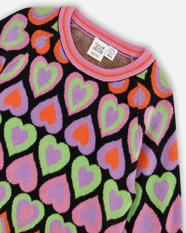 Deux Par Deux Deux Par Deux Jacquard Hearts Sweater - Little Miss Muffin Children & Home