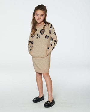 Deux Par Deux Sweater Dress with Heart Jacquard & Kangaroo Pocket