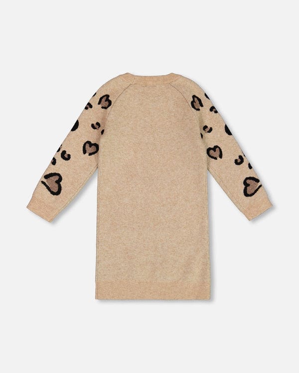 Deux Par Deux Deux Par Deux Sweater Dress with Heart Jacquard & Kangaroo Pocket - Little Miss Muffin Children & Home