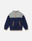 Deux Par Deux Deux Par Deux Quilted Jersey Half Zip Top with Pocket, Moonlight Blue - Little Miss Muffin Children & Home