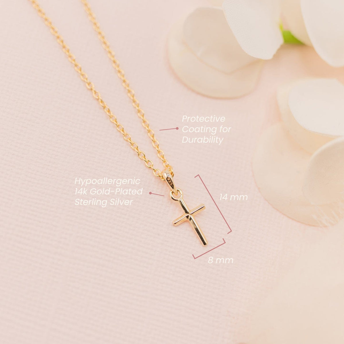 Children's 14K Gold-Plated Sterling Silver Simply Faithful Cross 14" Necklace