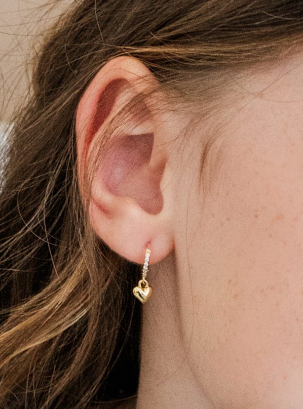 Girls Heart Huggie Hoop Earrings in 14k Gold-Plated & Sterling Silver