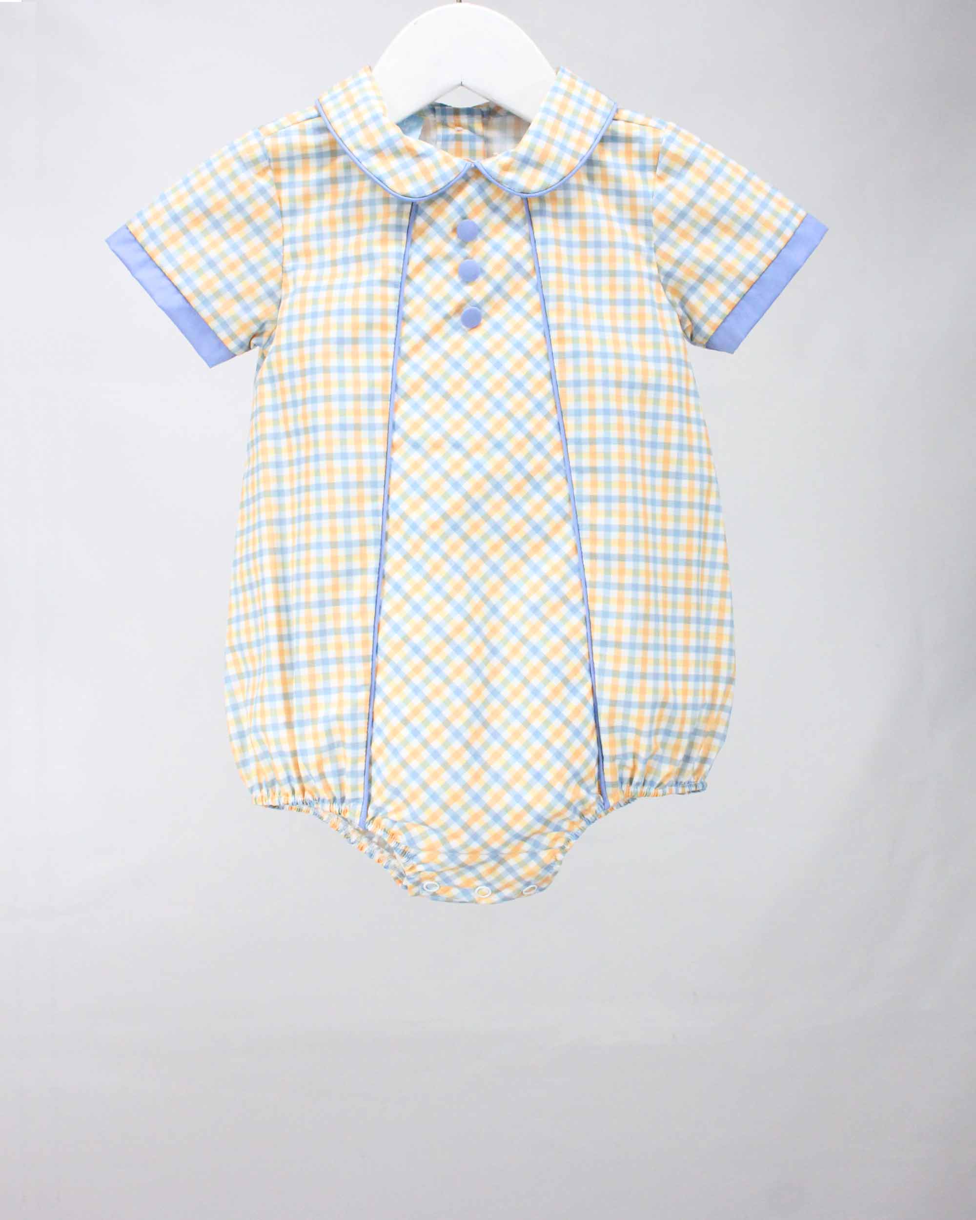 blue and yellow plaid boys bubble