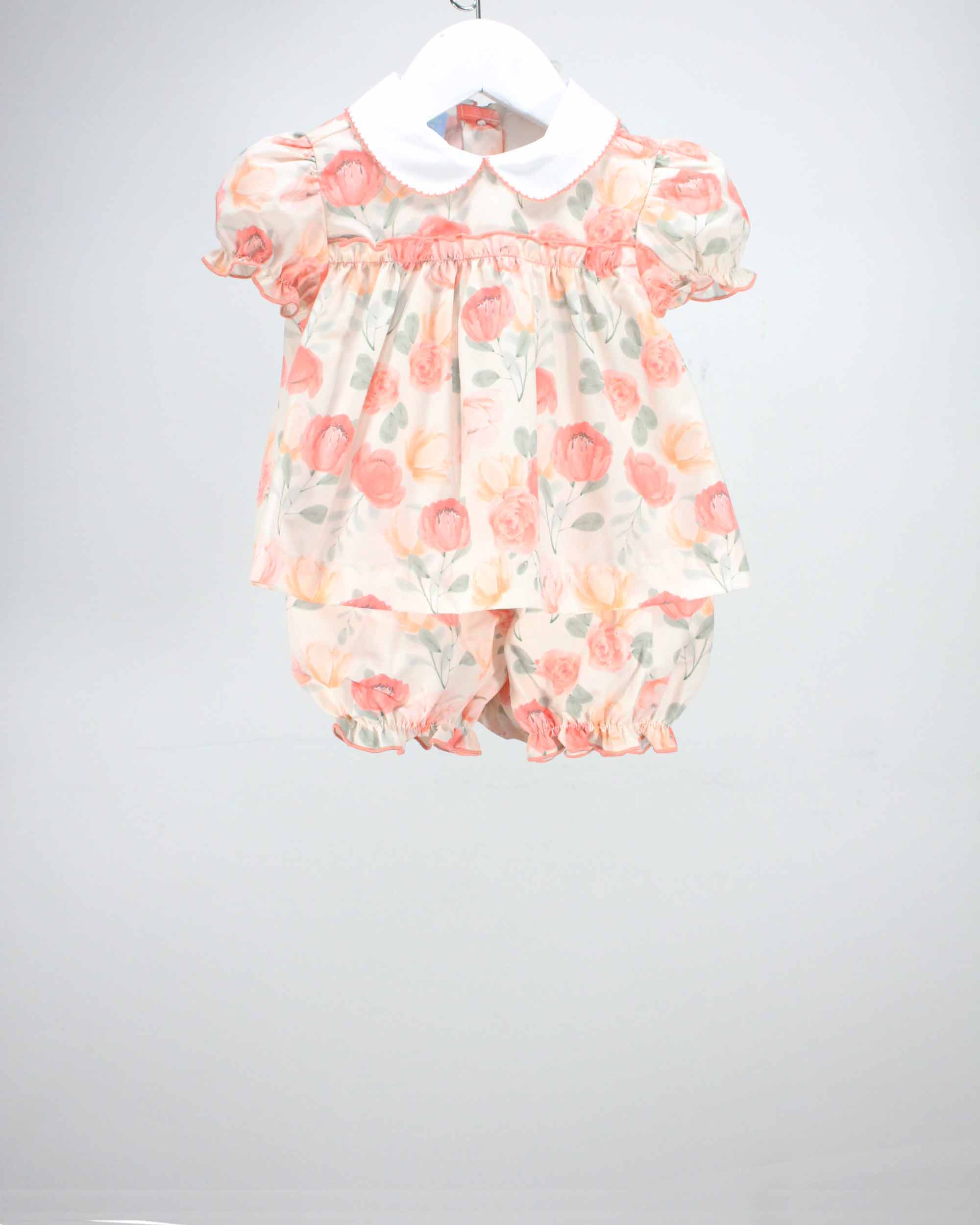 fall orange floral two piece bloomer set