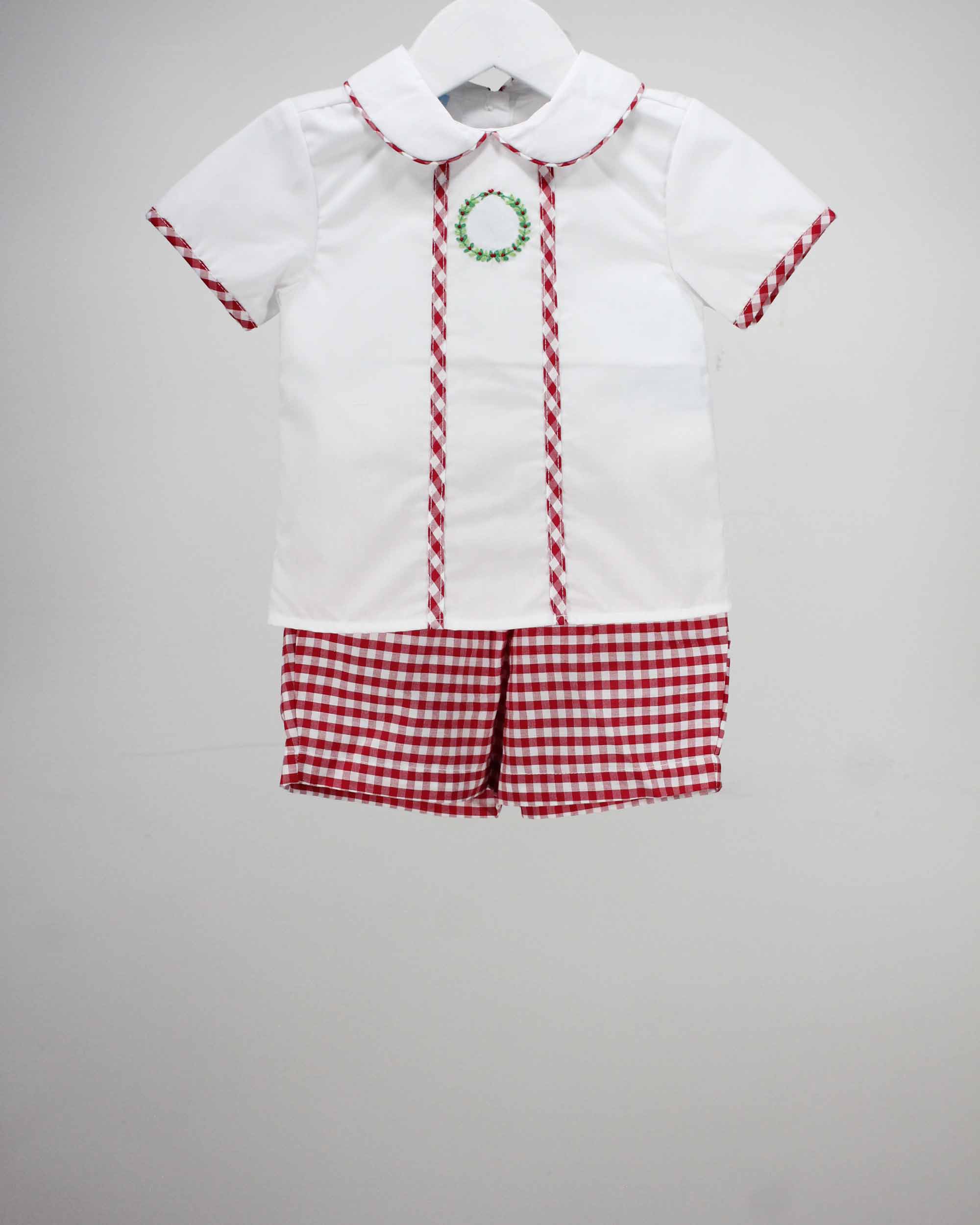 boys two piece plaid shorts set