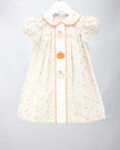 fall floral girls dress with pumpkins