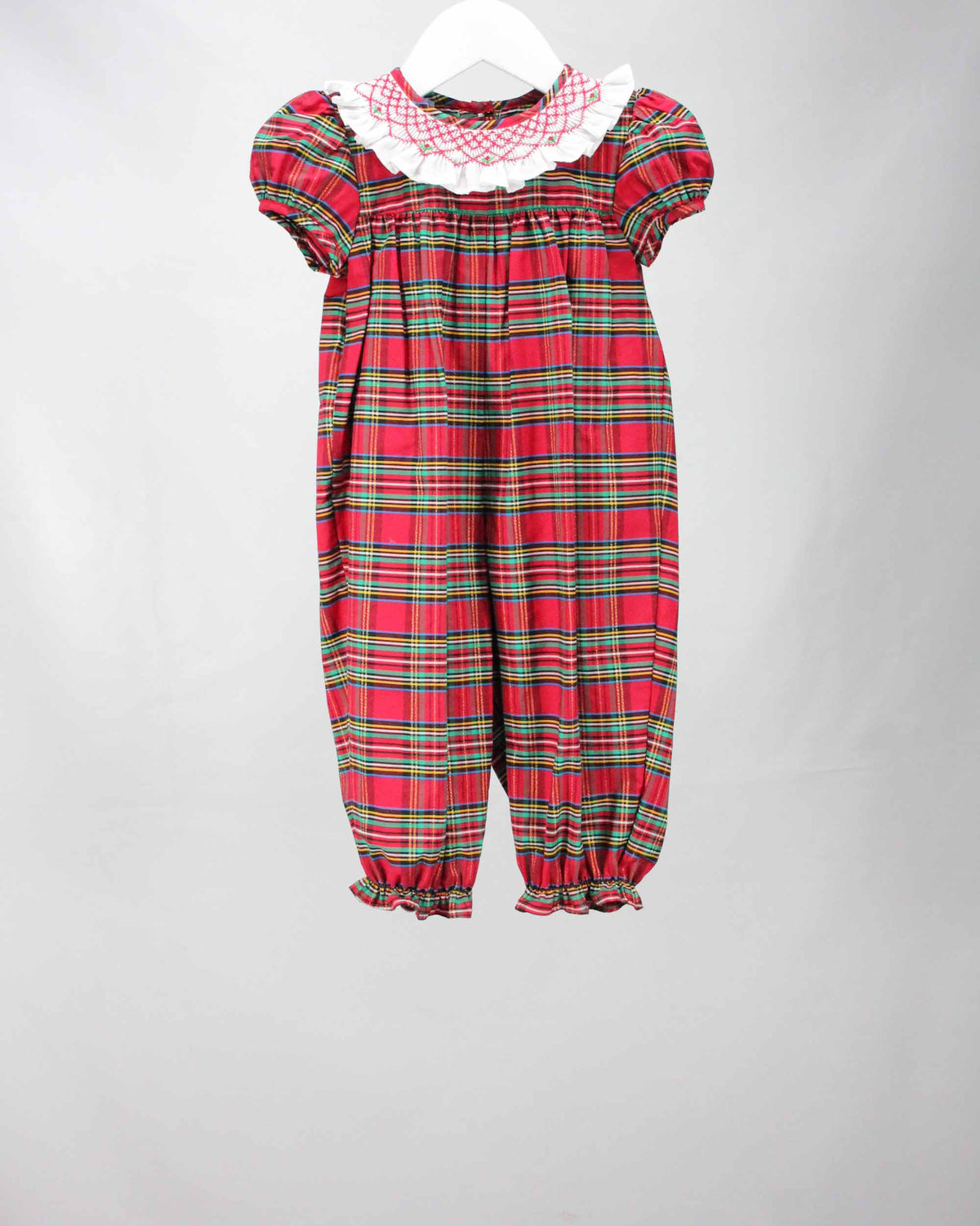red christmas plaid romper