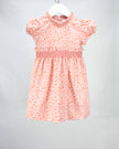 pink and orange smocked fall floral dress
