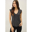 Be Cool Garment Dyed Scoop V-Neck Cap Sleeve Top in Charcoal - Little Miss Muffin Children & Home