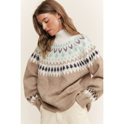 Knit geometric print sweater 