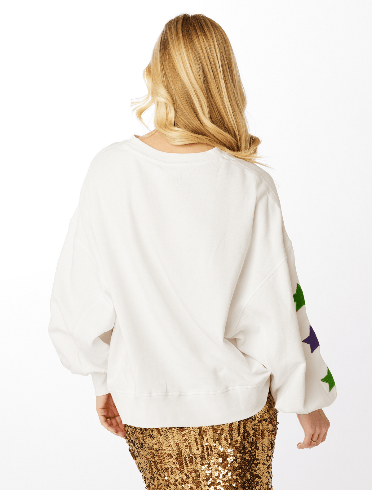 Glitter Mardi Gras Balloon Sleeve Pullover