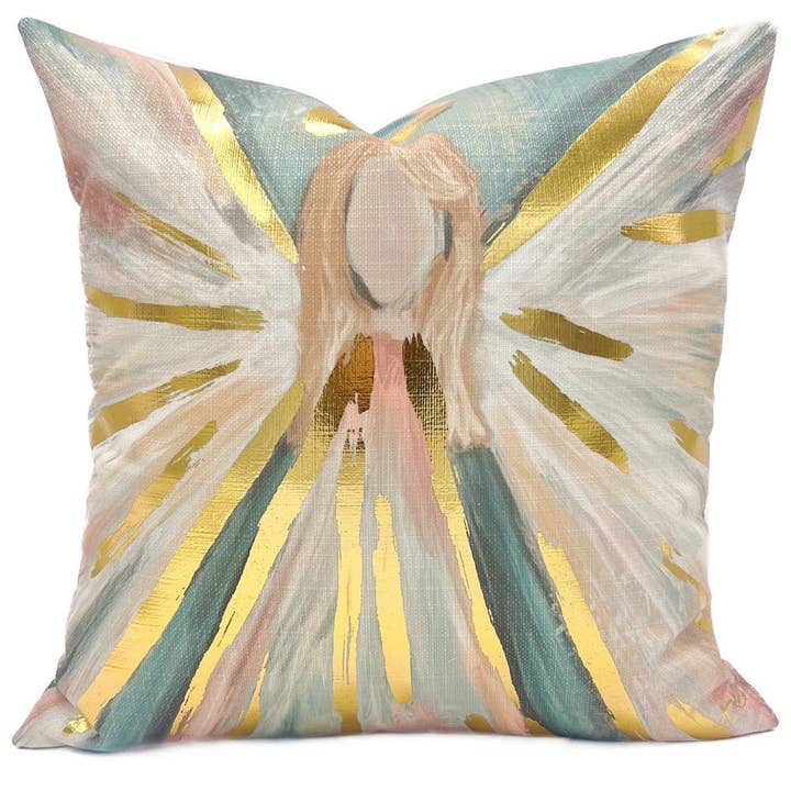Gold Foil Angel of Light Velvet Pillow