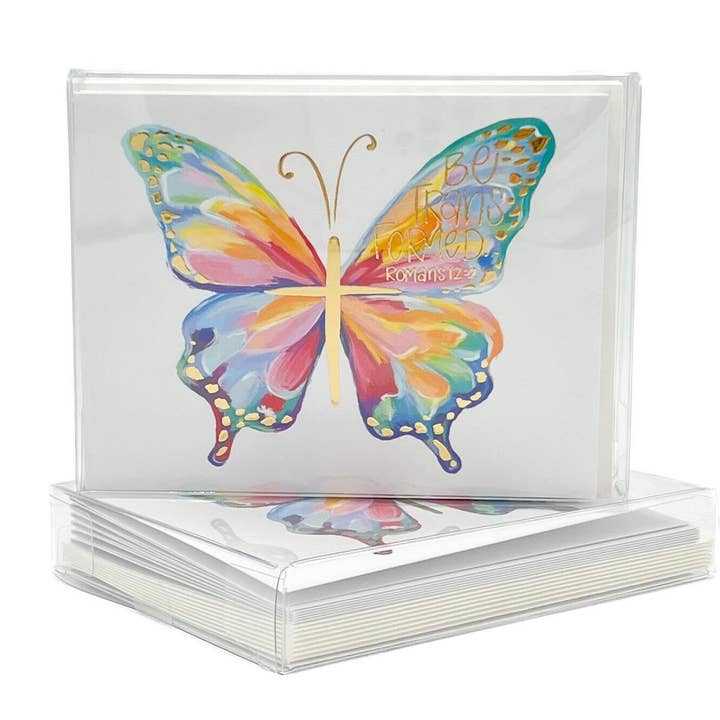 Gold Foil Be Transformed Butterfly Note Cards