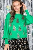 green and gold sequin sweater