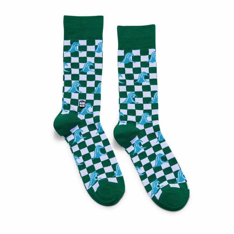 Bonfolk Bonfolk Green Wave Checker Socks - Little Miss Muffin Children & Home