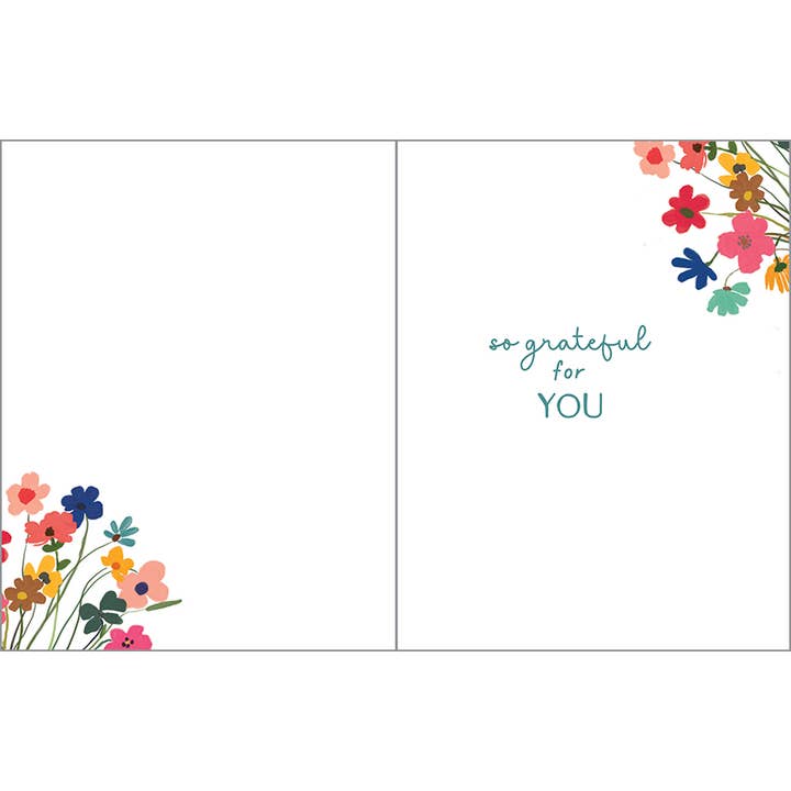 Greeting card with flowers in a mug and 'Happy Birthday to my Friend'