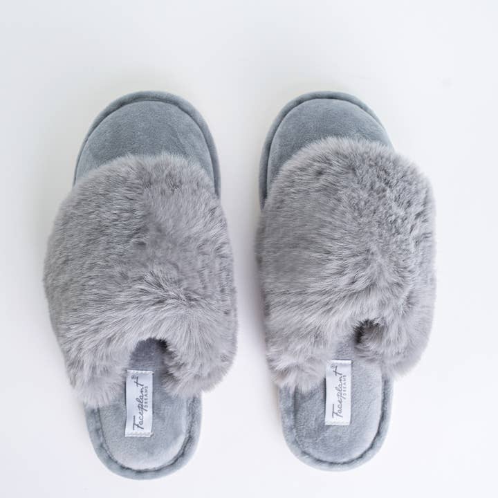 Grey Furry Slippers
