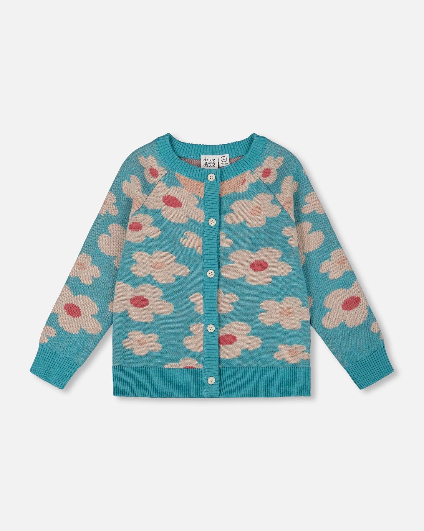 Deux Par Deux Button Front Knitted Cardigan in Blue Turquoise - Little Miss Muffin Children & Home