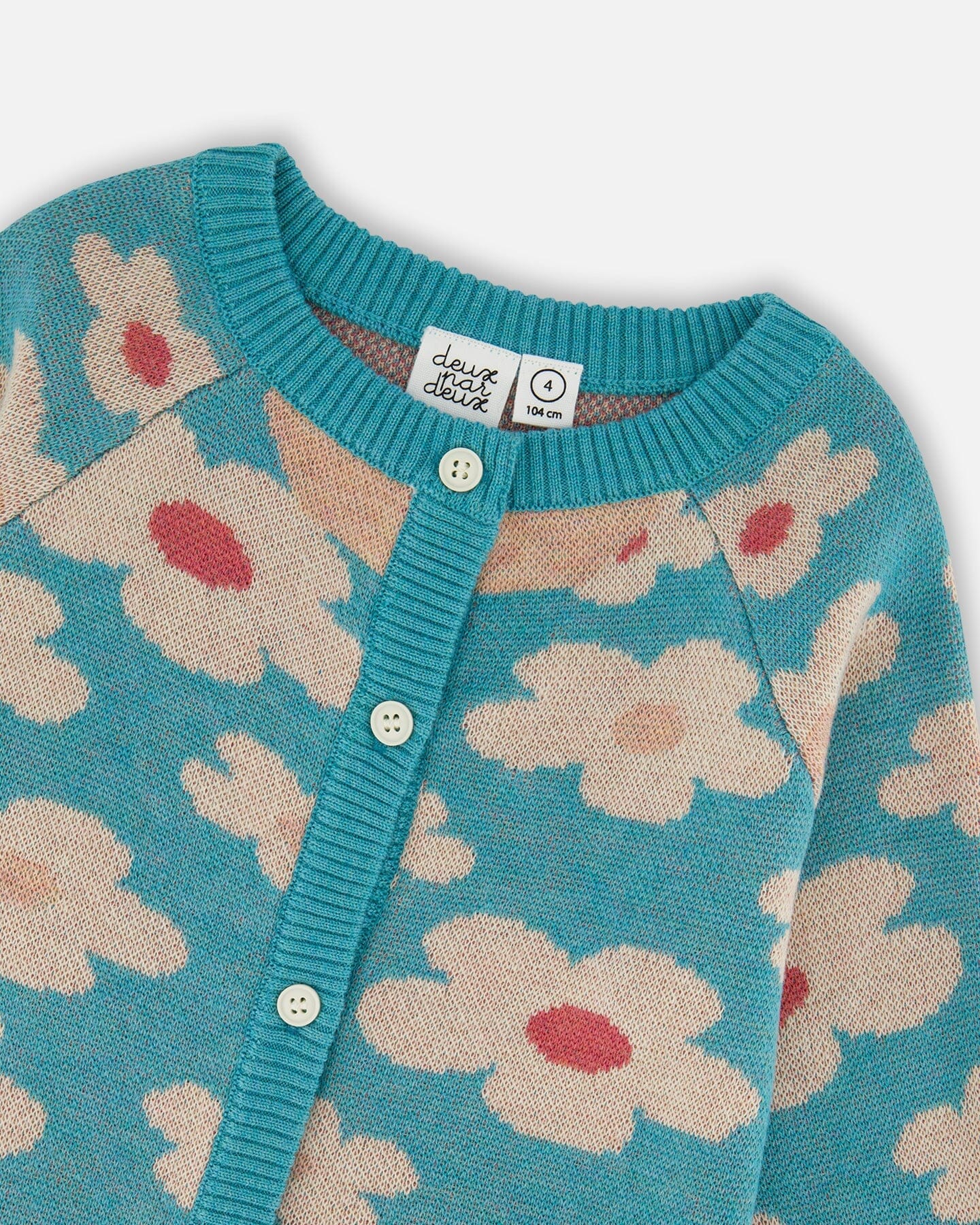 Deux Par Deux Button Front Knitted Cardigan in Blue Turquoise - Little Miss Muffin Children & Home