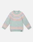 Deux Par Deux Sweater With Norwegian Jacquard in Mineral Blue - Little Miss Muffin Children & Home