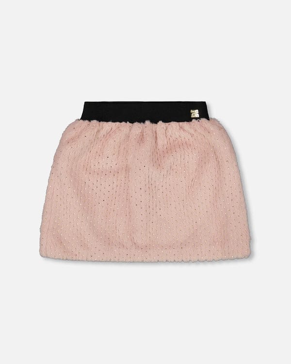 Fake Fur Skirt in Silver Pink