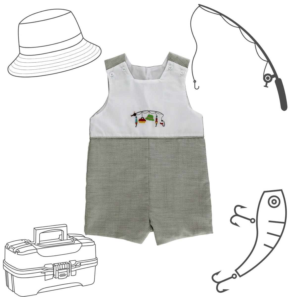 Bailey Boys Fishing Lures Short John John - Little Miss Muffin Children & Home